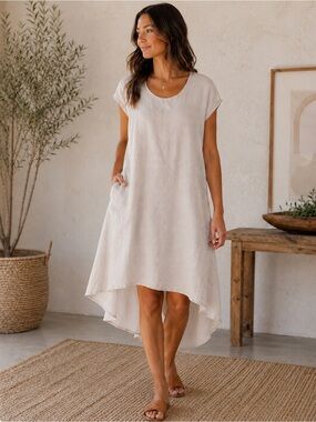 Fresh Laundry 100% Linen Hi-Low Dress – Women’s